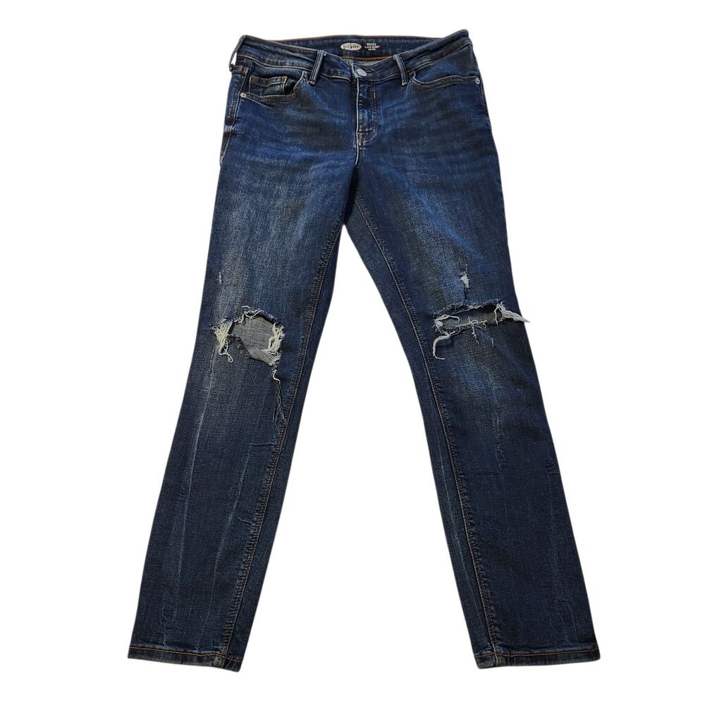 Old Navy Rockstar Super Skinny Mid Rise Distressed Stretch Denim Jeans 8 Short
